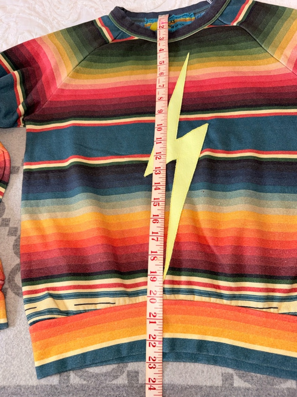 Aviator Nation Striped Multicolor Lightning Bolt Pullover Sweatshirt - Picture 8 of 12